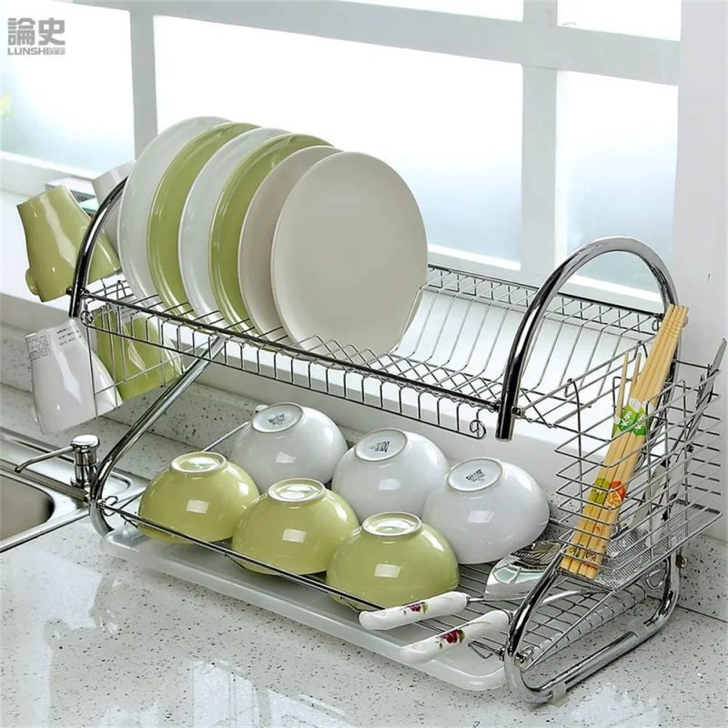 2 Layers Stylish Creative Kitchen Plate Drying Rack - Image 4