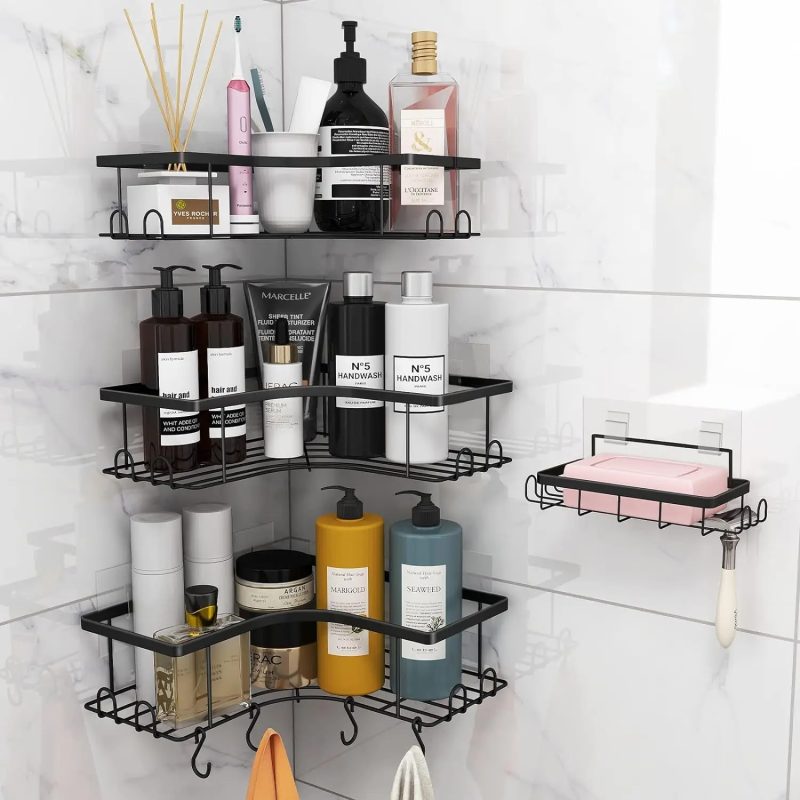 2-Piece Set Shower Shelf with Snap-On Hook