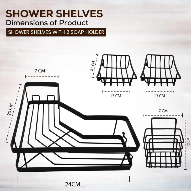 5 PCS Stainless Steel Corner Bath Shower Caddy Organizer - Image 3