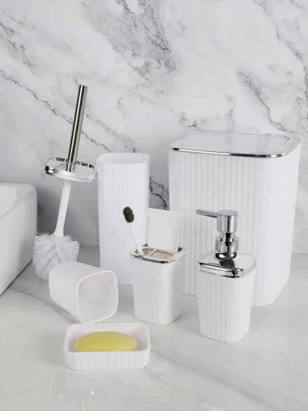 7 Piece white matte Bathroom set