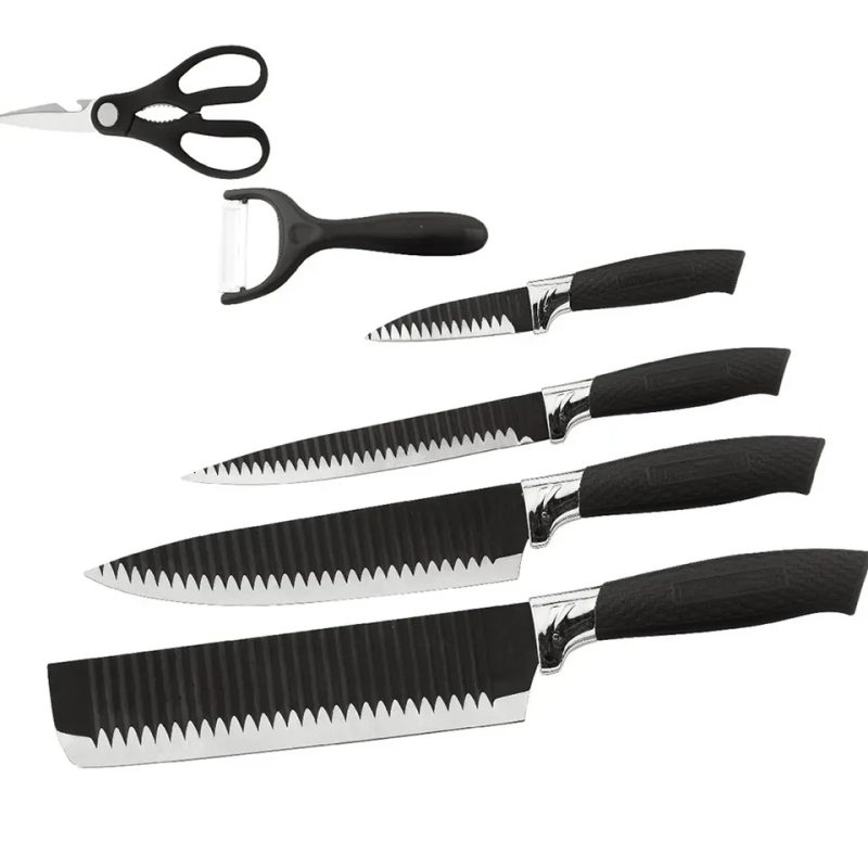 Stainless Steel Knife Set (6 PC: 4 Knives, 1 Peeler, 1 Seizure) - Image 4