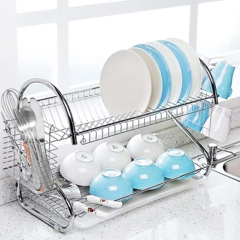 2 Layers Stylish Creative Kitchen Plate Drying Rack - Image 6