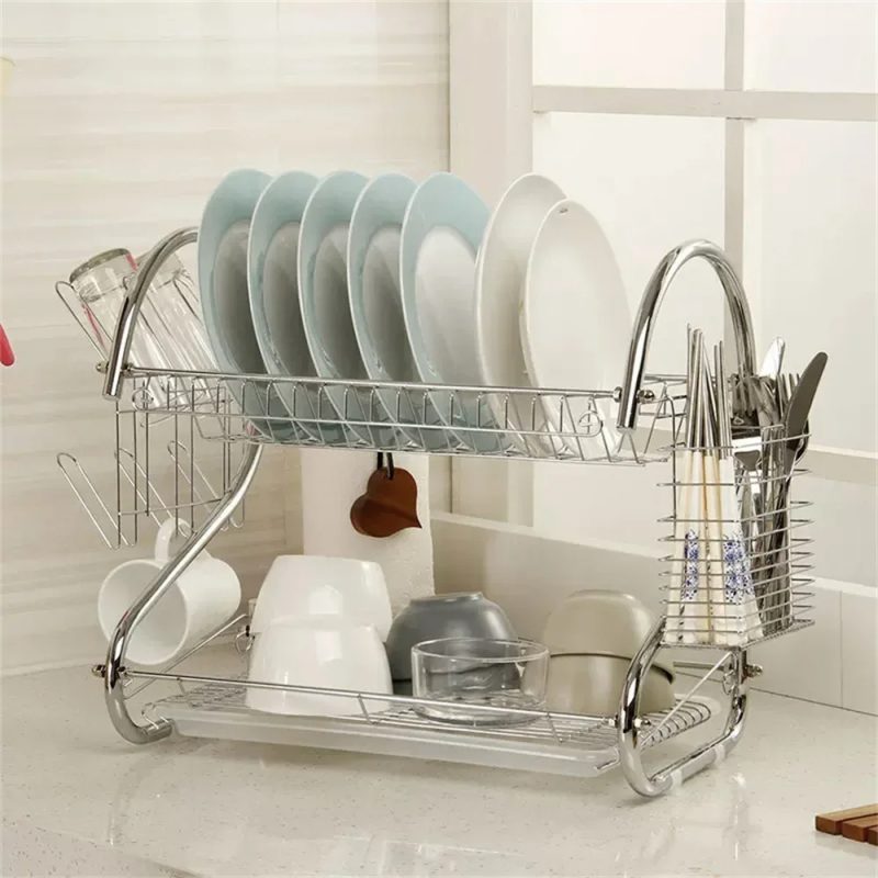 2 Layers Stylish Creative Kitchen Plate Drying Rack - Image 7