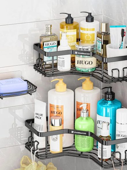 5 PCS Stainless Steel Corner Bath Shower Caddy Organizer