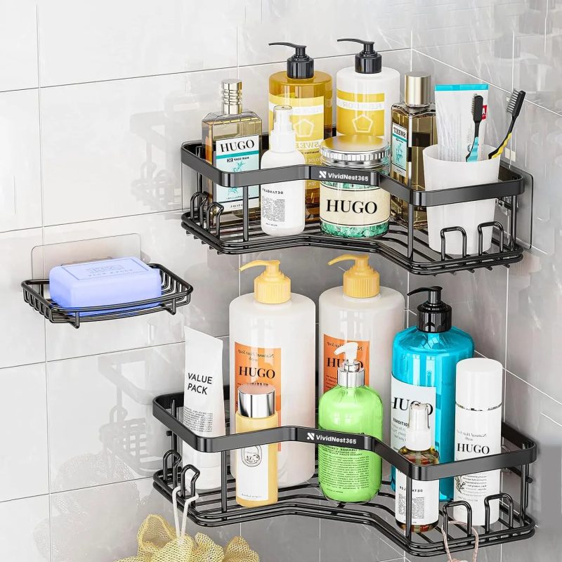 5 PCS Stainless Steel Corner Bath Shower Caddy Organizer