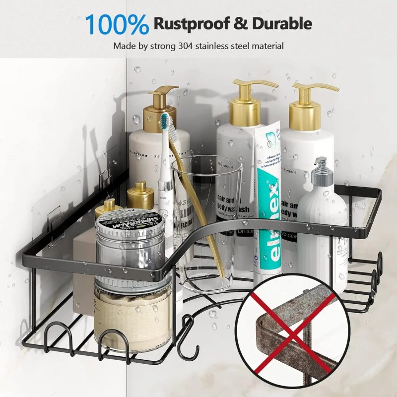 2-Piece Set Shower Shelf with Snap-On Hook - Image 2