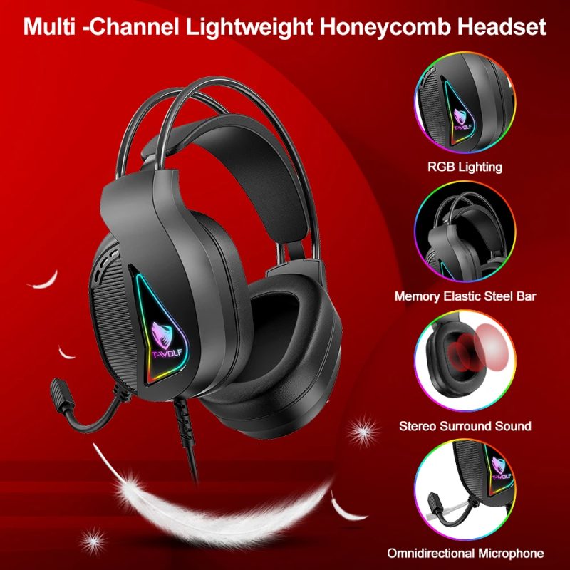 T-Wolf TF400 Gaming Keyboard, Mouse, Headphone, and Pad Kit Set - Image 3