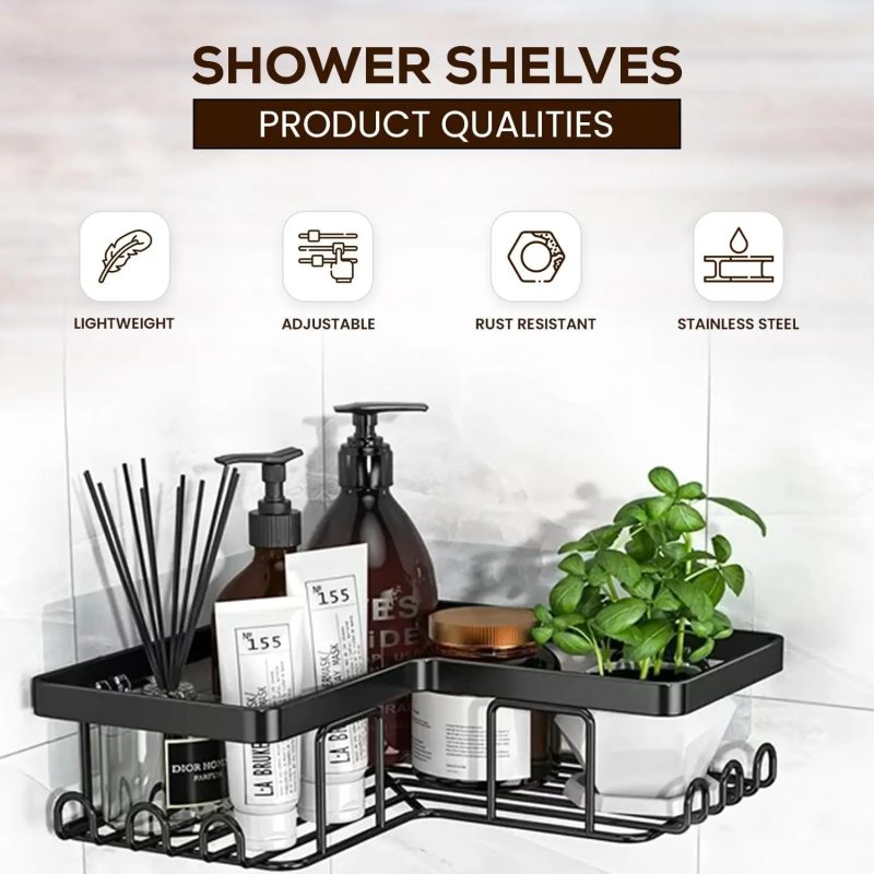 5 PCS Stainless Steel Corner Bath Shower Caddy Organizer - Image 7