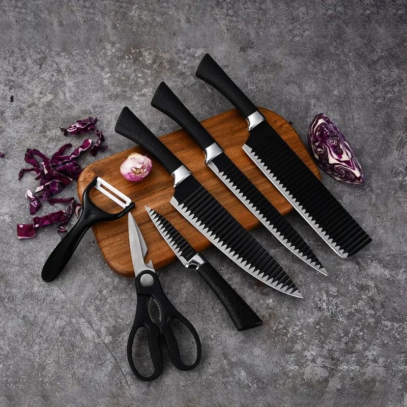 Stainless Steel Knife Set (6 PC: 4 Knives, 1 Peeler, 1 Seizure)
