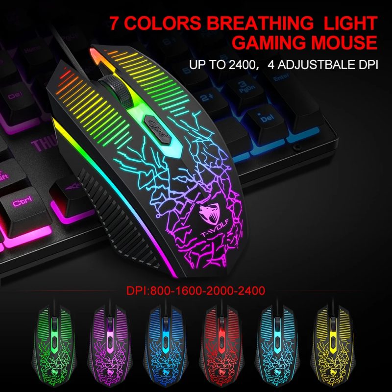T-Wolf TF400 Gaming Keyboard, Mouse, Headphone, and Pad Kit Set - Image 4